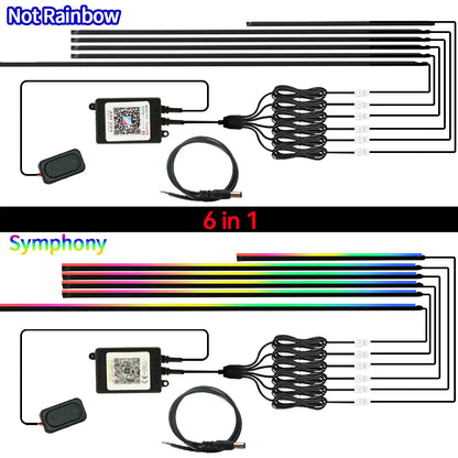 6/10/18 in 1 Car Ambient Light 64 Colors RGB Symphony Streamer Acrylic Hidden Music LED Strip Atmosphere Lamp Kit APP Control
