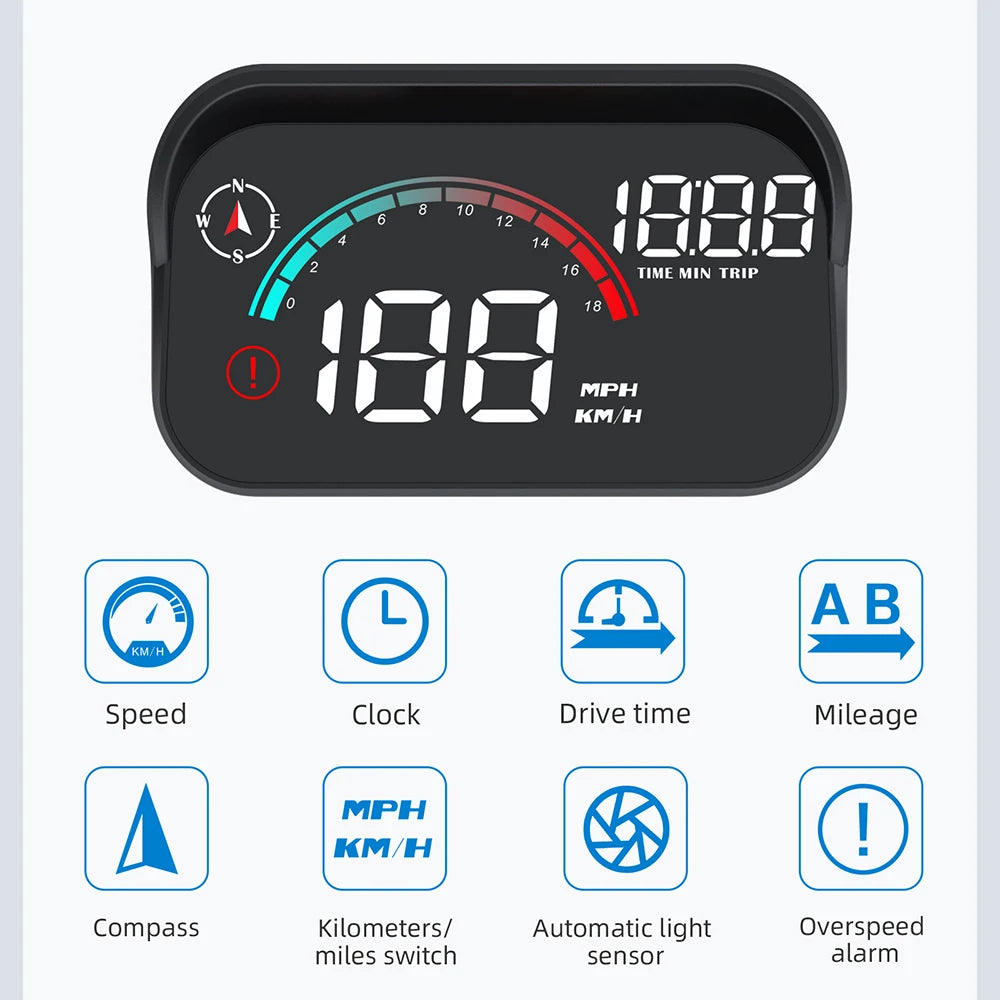 M22 Head up Display GPS MPH Windshield Projector Car HUD Universal Digital GPS Speedometer Km/H Car Multi-Functions Speed Meter
