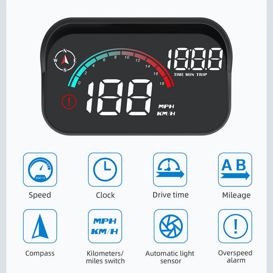 M22 Head up Display GPS MPH Windshield Projector Car HUD Universal Digital GPS Speedometer Km/H Car Multi-Functions Speed Meter