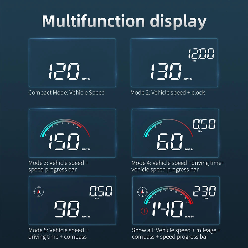 M22 Head up Display GPS MPH Windshield Projector Car HUD Universal Digital GPS Speedometer Km/H Car Multi-Functions Speed Meter