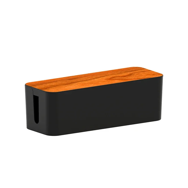 Cable Management Box, Cable Storage Box, Dustproof Wire Storage Box, Plastic Storage Box with Bamboo for TV Wires, USB Hub