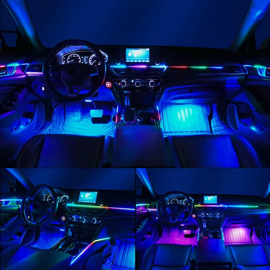 6/10/18 in 1 Car Ambient Light 64 Colors RGB Symphony Streamer Acrylic Hidden Music LED Strip Atmosphere Lamp Kit APP Control