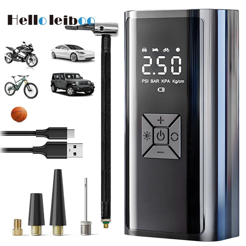 LEIBOO Wireless Air Pump 150Psi Portable Electric Tire Inflator for Car Bicycle Motorcycle Mini Air Compressor Tire Air Injector