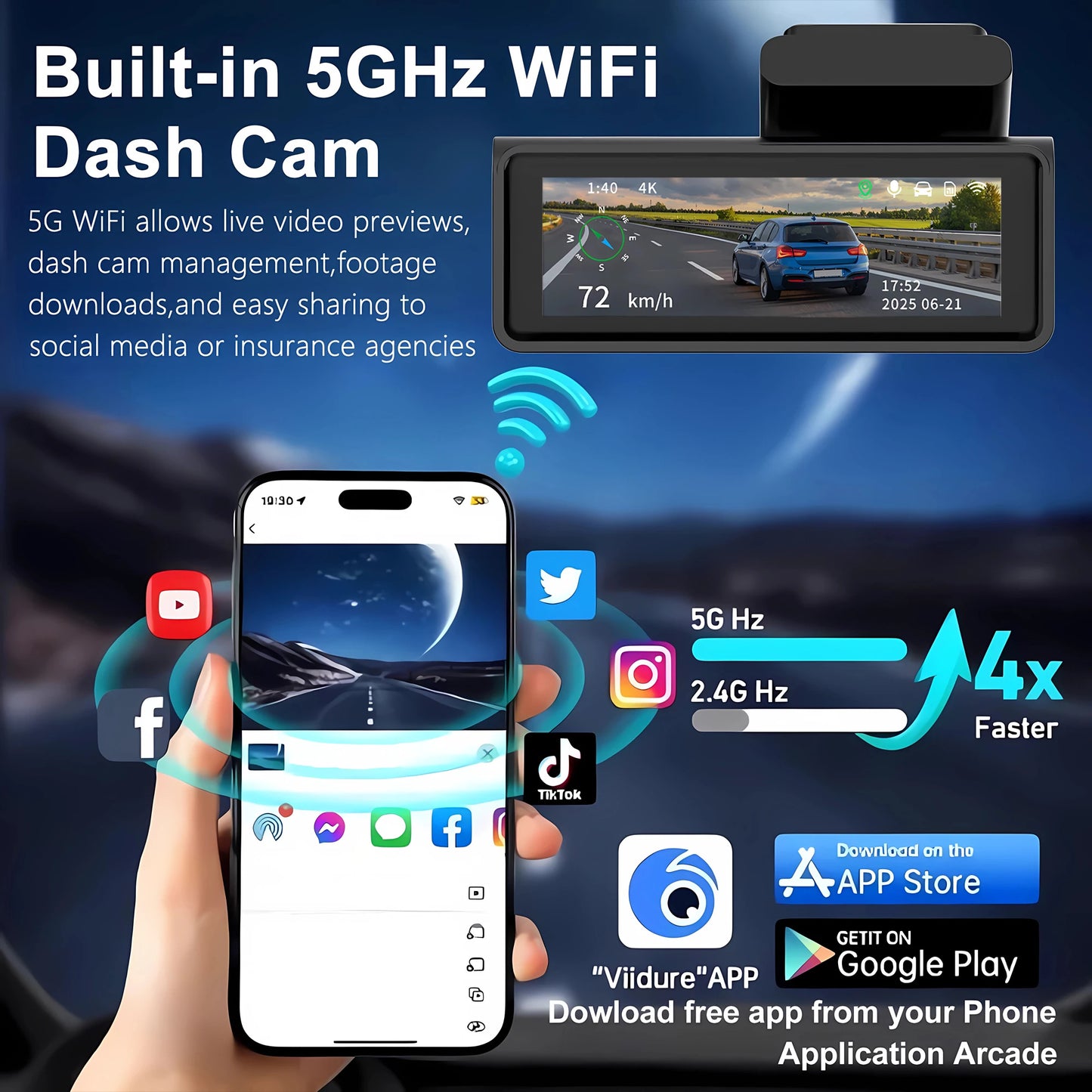 ADAS Dash Cam 4K+2.5K GPS WIFI 24H Night Vision Mini Optional Rear Lens Dashcam Car DVR Video Recorder Camera for Car Black Box