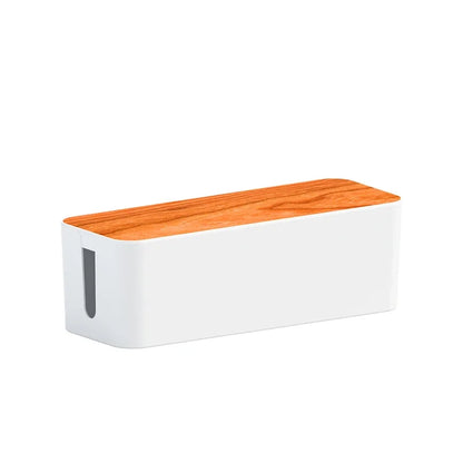 Cable Management Box, Cable Storage Box, Dustproof Wire Storage Box, Plastic Storage Box with Bamboo for TV Wires, USB Hub