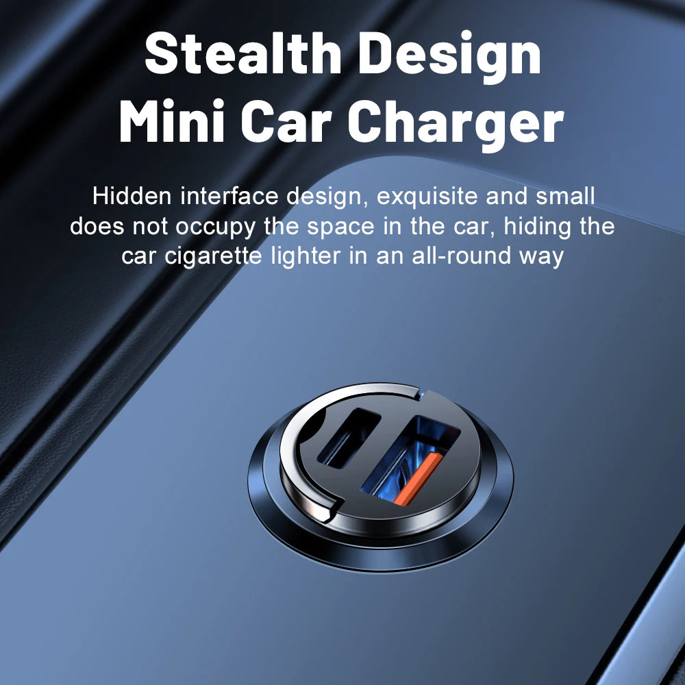 100W PD Pull Ring Fast Charging Car Charger USB C Car Phone Charger Adapter for Iphone 13 12 Xiaomi Samsung Huawei