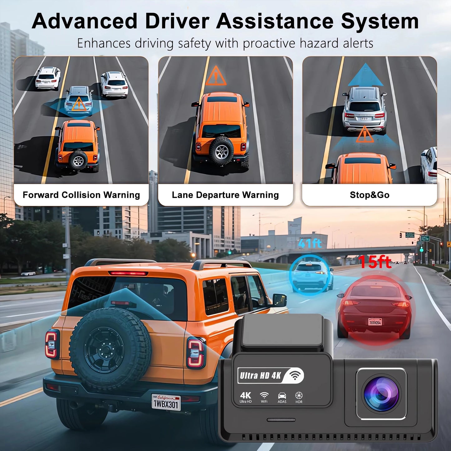 ADAS Dash Cam 4K+2.5K GPS WIFI 24H Night Vision Mini Optional Rear Lens Dashcam Car DVR Video Recorder Camera for Car Black Box