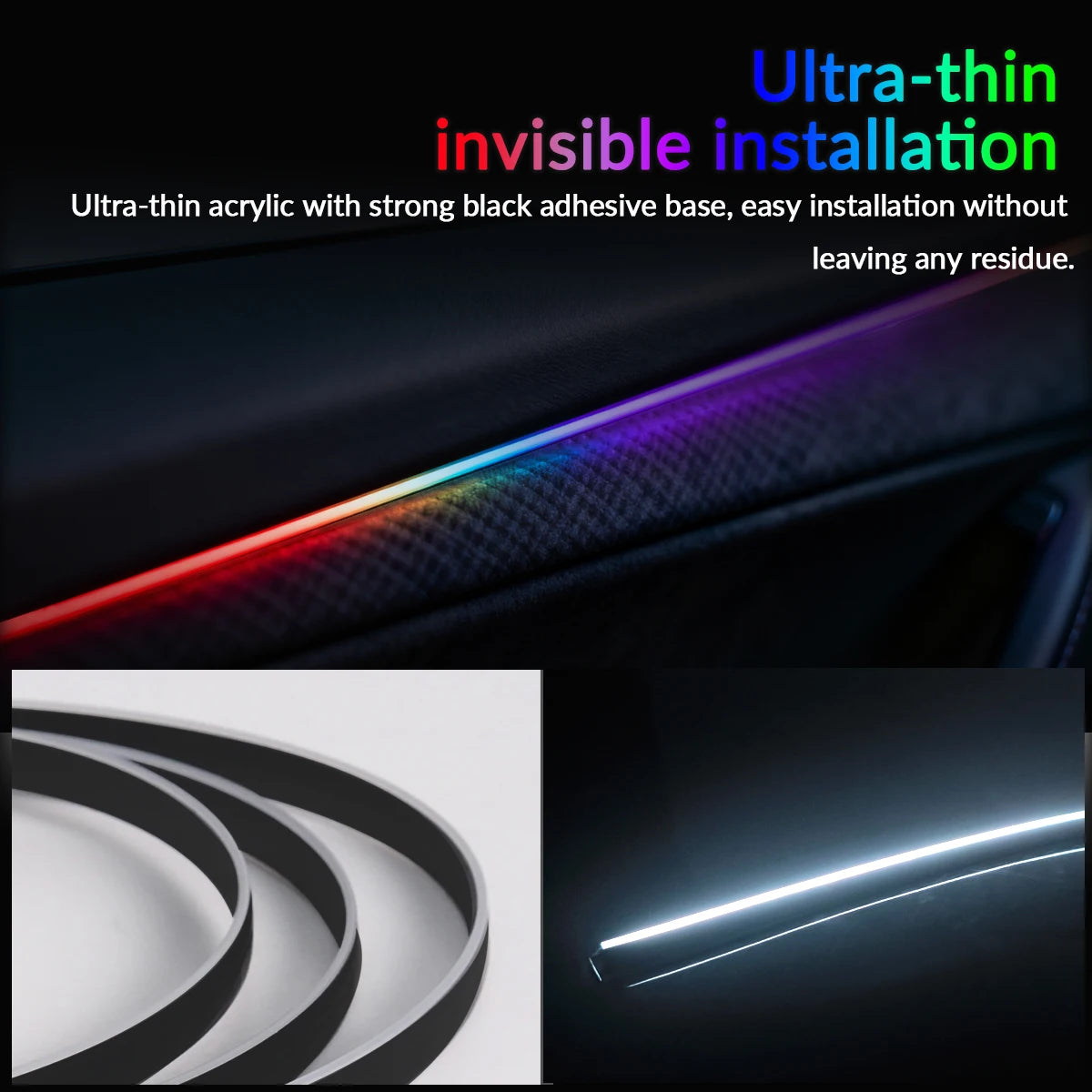 6/10/18 in 1 Car Ambient Light 64 Colors RGB Symphony Streamer Acrylic Hidden Music LED Strip Atmosphere Lamp Kit APP Control