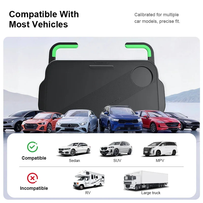 3-In-1 Car Steering Wheel Desk Tray Foldable Laptop Table Food Holder Stand Portable Driver Workstation for Travel and Dining