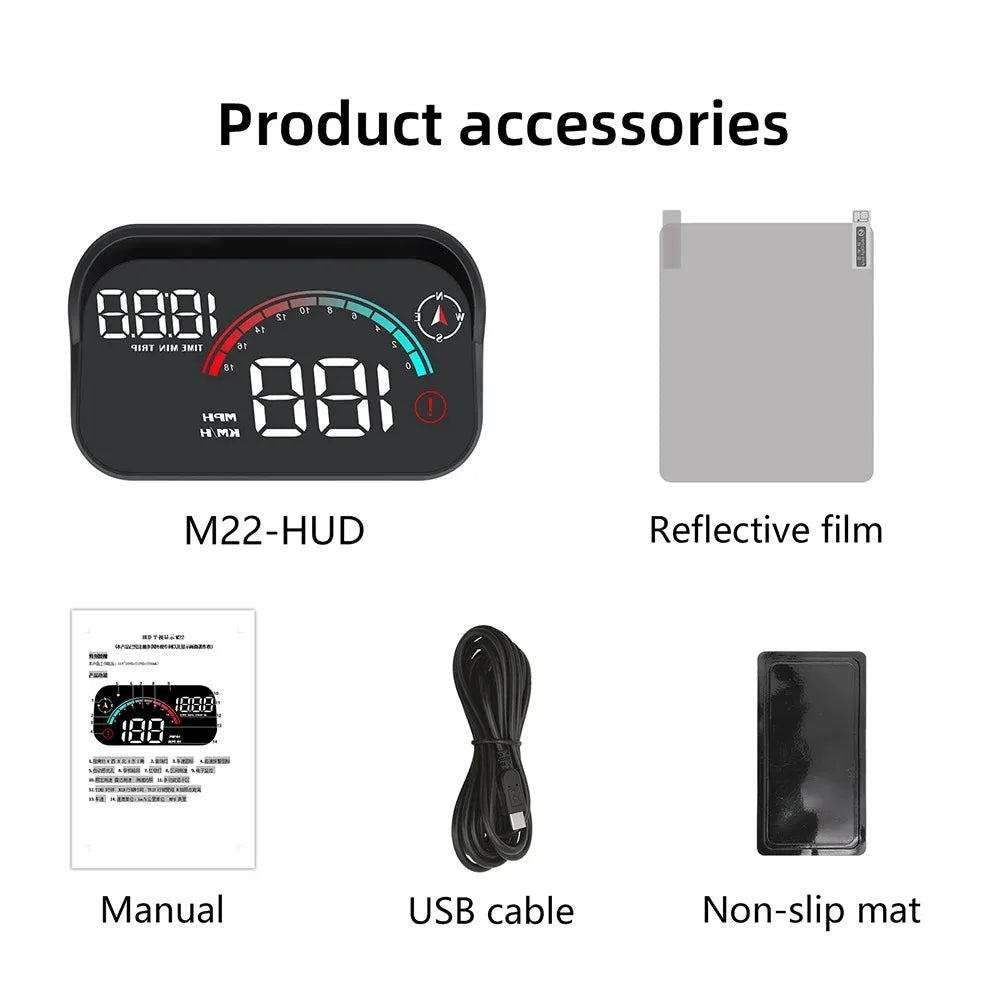 M22 Head up Display GPS MPH Windshield Projector Car HUD Universal Digital GPS Speedometer Km/H Car Multi-Functions Speed Meter