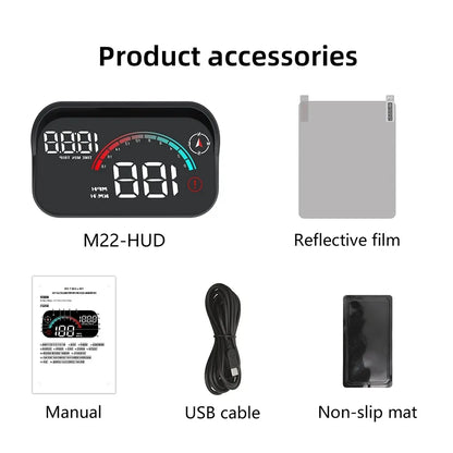 M22 Head up Display GPS MPH Windshield Projector Car HUD Universal Digital GPS Speedometer Km/H Car Multi-Functions Speed Meter