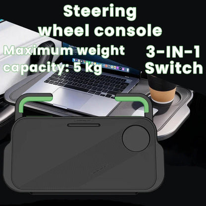 3-In-1 Car Steering Wheel Desk Tray Foldable Laptop Table Food Holder Stand Portable Driver Workstation for Travel and Dining