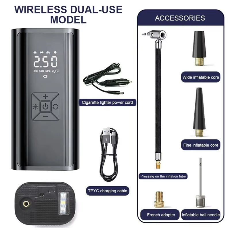 LEIBOO Wireless Air Pump 150Psi Portable Electric Tire Inflator for Car Bicycle Motorcycle Mini Air Compressor Tire Air Injector