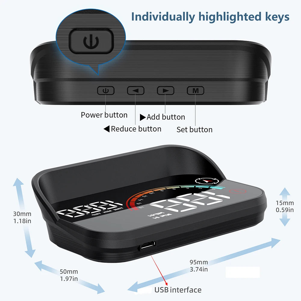 M22 Head up Display GPS MPH Windshield Projector Car HUD Universal Digital GPS Speedometer Km/H Car Multi-Functions Speed Meter