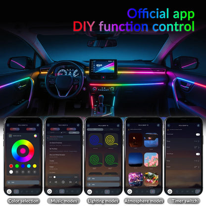 6/10/18 in 1 Car Ambient Light 64 Colors RGB Symphony Streamer Acrylic Hidden Music LED Strip Atmosphere Lamp Kit APP Control