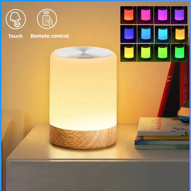 Smart Touch Bedside Lamp — touch and remote control with multiple color options