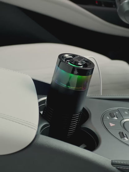 Mini Car Diffuser & Ionizer — Auto On/Off Air Freshener with Ambient Light